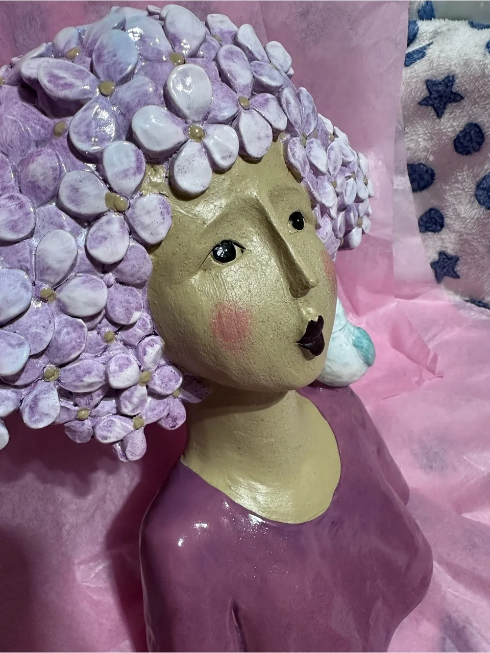 Dilicoming Modern Art Floral Head Statue Garden Bust